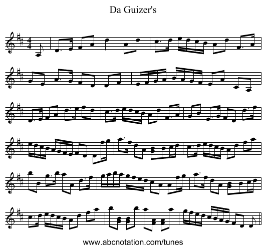 Da Guizer's - staff notation