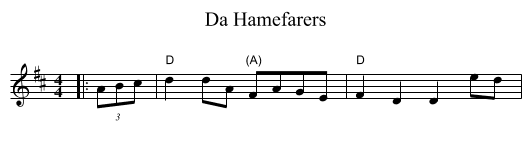 Da Hamefarers - staff notation