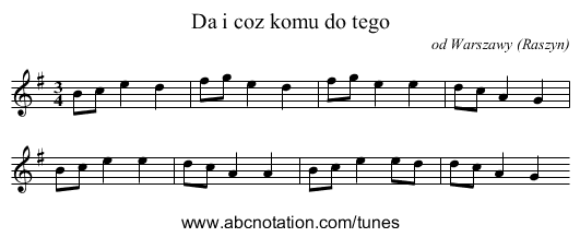 Da i coz komu do tego - staff notation