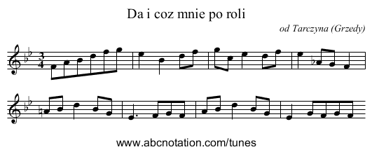 Da i coz mnie po roli - staff notation