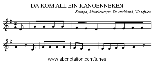 DA KOM ALL EIN KANOENNEKEN - staff notation