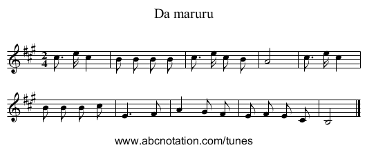 Da maruru - staff notation