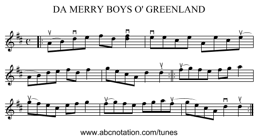 DA MERRY BOYS O' GREENLAND - staff notation