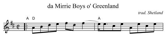 da Mirrie Boys o' Greenland - staff notation