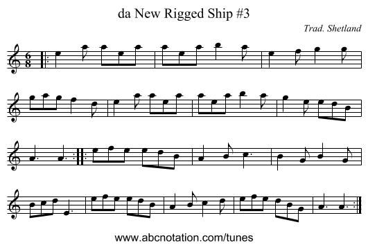 da New Rigged Ship #3 - staff notation