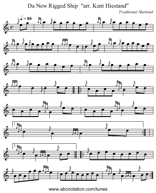 Da New Rigged Ship arr. Kent Hiestand - staff notation