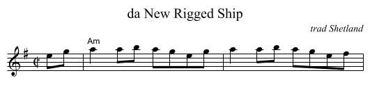 da New Rigged Ship - staff notation