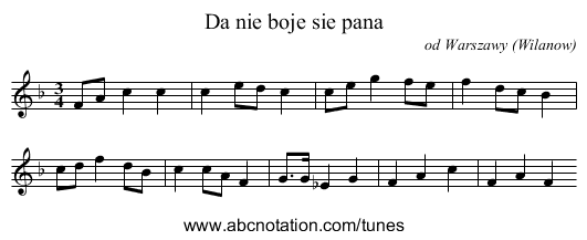 Da nie boje sie pana - staff notation