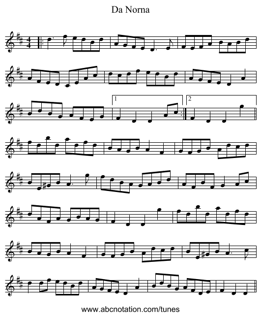 Da Norna - staff notation