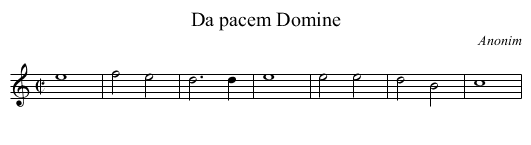 Da pacem Domine - staff notation