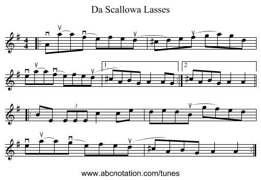 Da Scallowa Lasses - staff notation