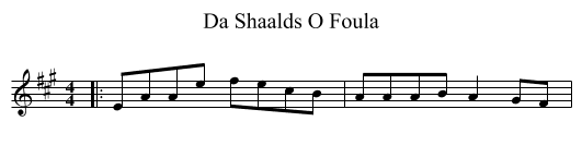 Da Shaalds O Foula - staff notation