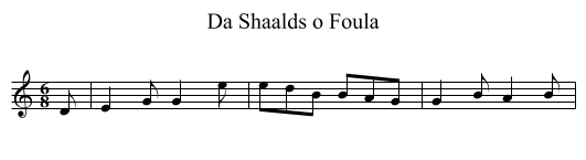 Da Shaalds o Foula - staff notation