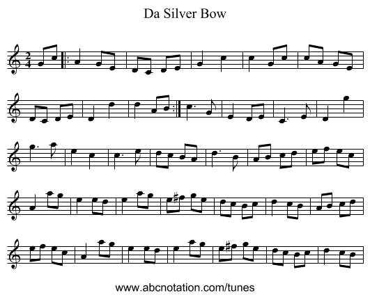 Da Silver Bow - staff notation