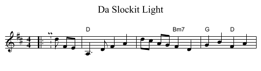 Da Slockit Light - staff notation