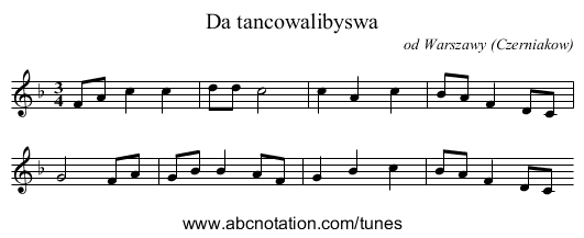 Da tancowalibyswa - staff notation