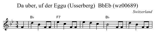 Da uber, uf der Eggu (Usserberg)  BbEb (wz00689) - staff notation