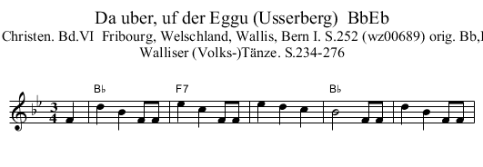 Da uber, uf der Eggu (Usserberg)  BbEb - staff notation
