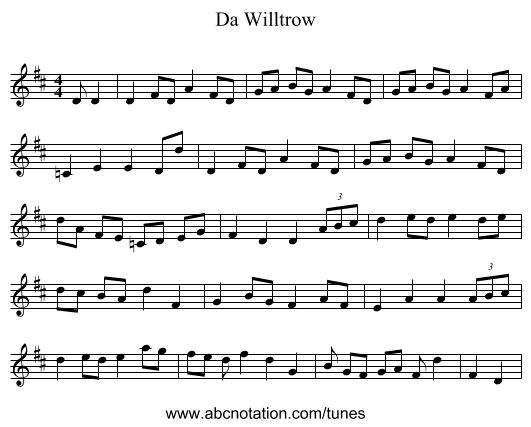 Da Willtrow - staff notation