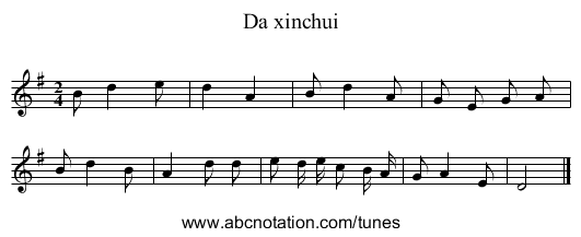 Da xinchui - staff notation