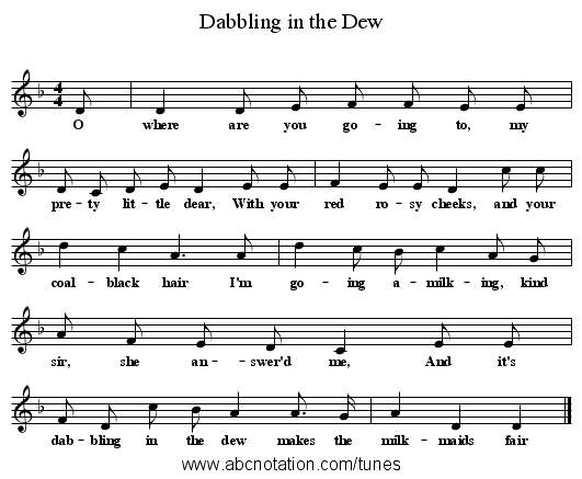 Dabbling in the Dew - staff notation