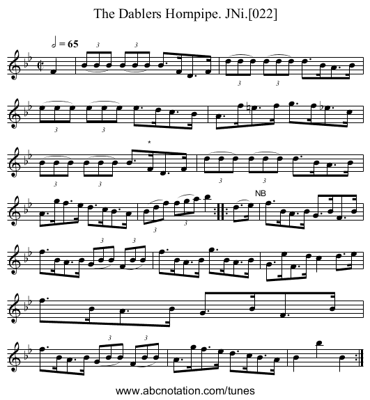 Dablers Hornpipe. JNi.[022], The - staff notation