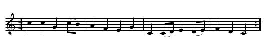 Dacw bghariad - staff notation