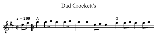 Dad Crockett's - staff notation