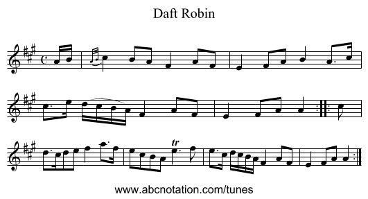 Daft Robin - staff notation