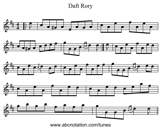 Daft Rory - staff notation