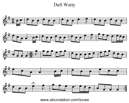 Daft Watty - staff notation