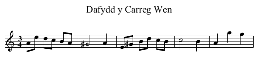 Dafydd y Carreg Wen - staff notation
