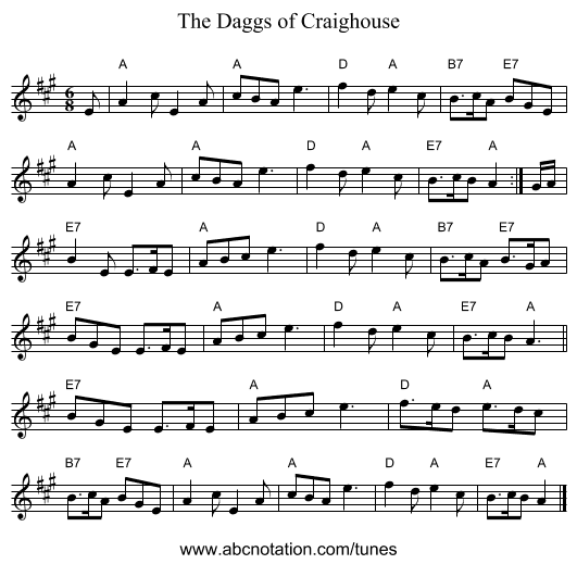 Daggs of Craighouse, The - staff notation