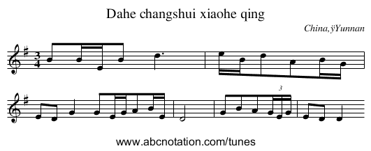 Dahe changshui xiaohe qing - staff notation