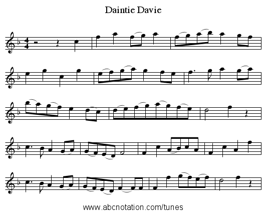 Daintie Davie - staff notation