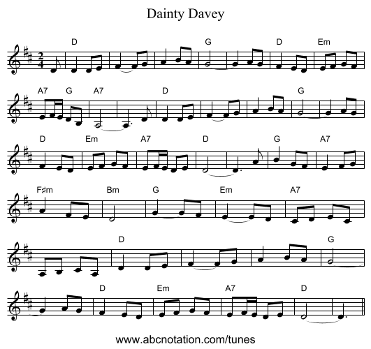 Dainty Davey - staff notation