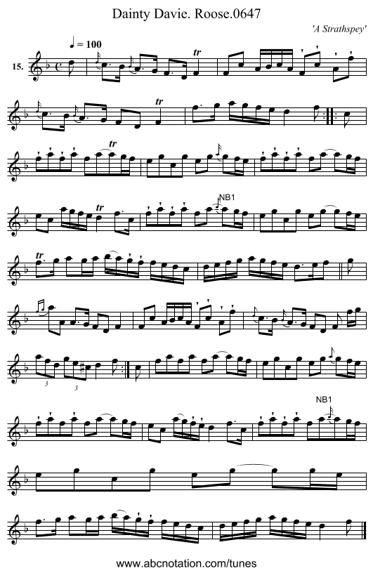 Dainty Davie. Roose.0647 - staff notation