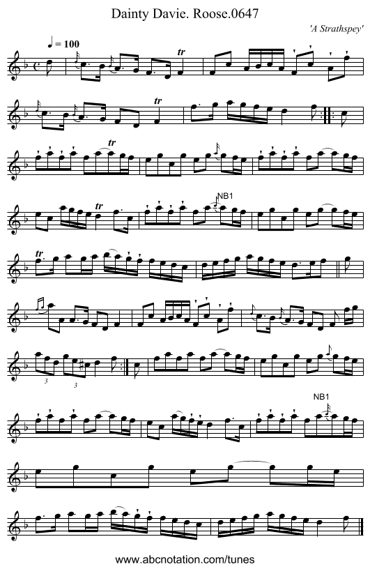 Dainty Davie. Roose.0647 - staff notation