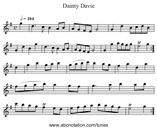 Dainty Davie - staff notation