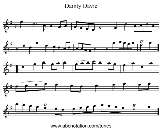 Dainty Davie - staff notation