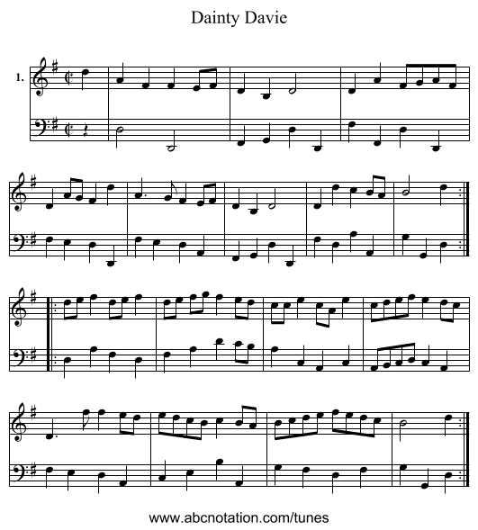 Dainty Davie - staff notation