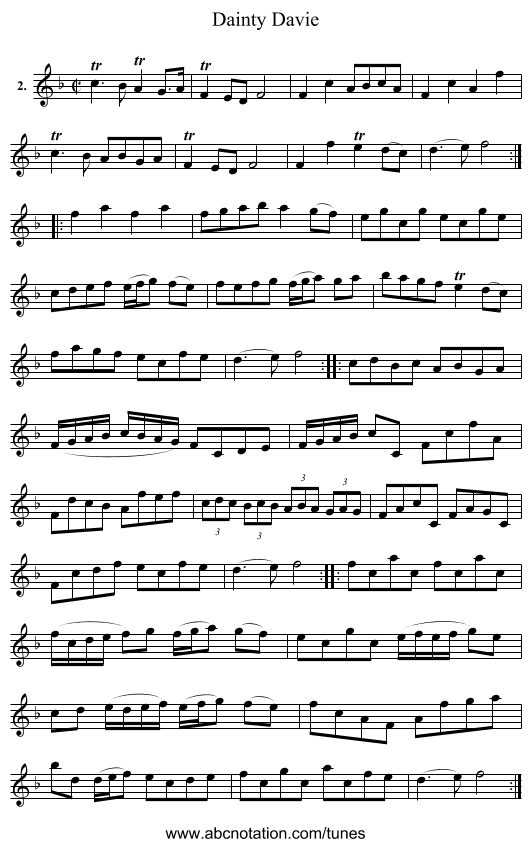 Dainty Davie - staff notation