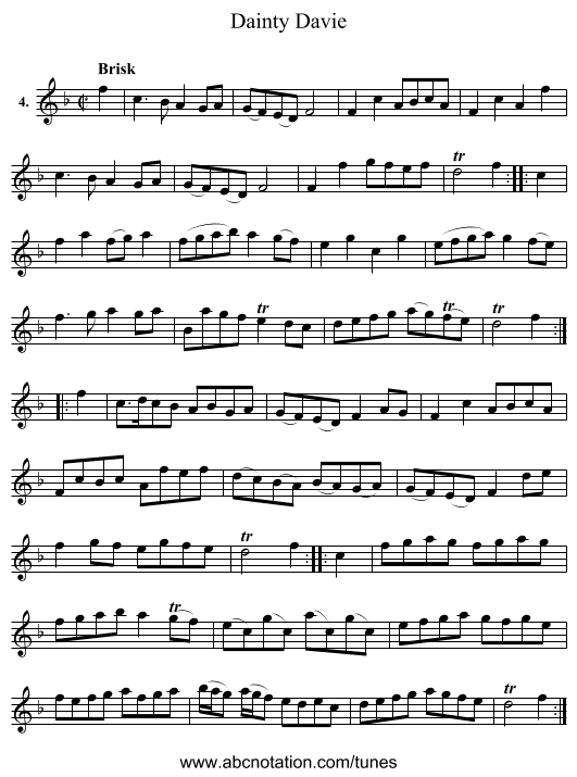 Dainty Davie - staff notation