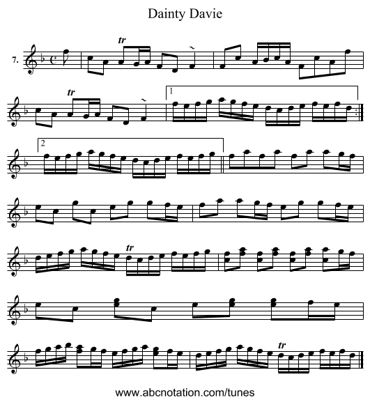 Dainty Davie - staff notation