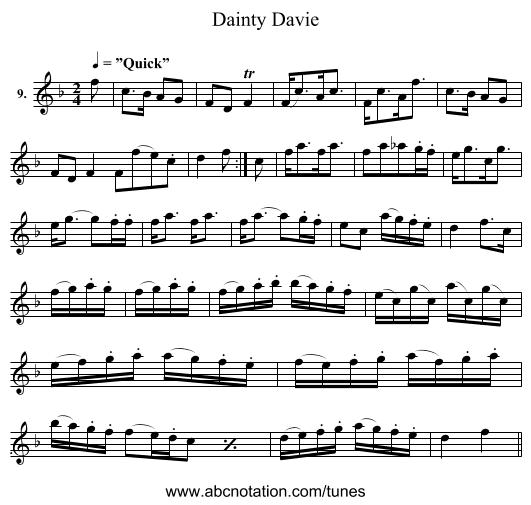 Dainty Davie - staff notation