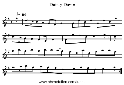 Dainty Davie - staff notation