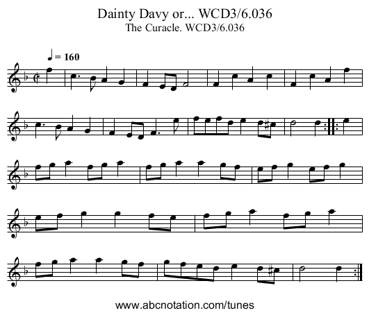 Dainty Davy or... WCD3/6.036 - staff notation