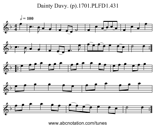 Dainty Davy. (p).1701.PLFD1.431 - staff notation