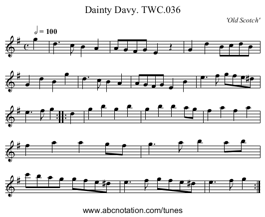 Dainty Davy. TWC.036 - staff notation