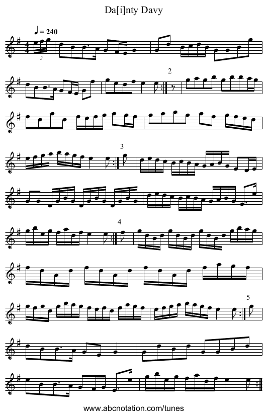 Da[i]nty Davy - staff notation